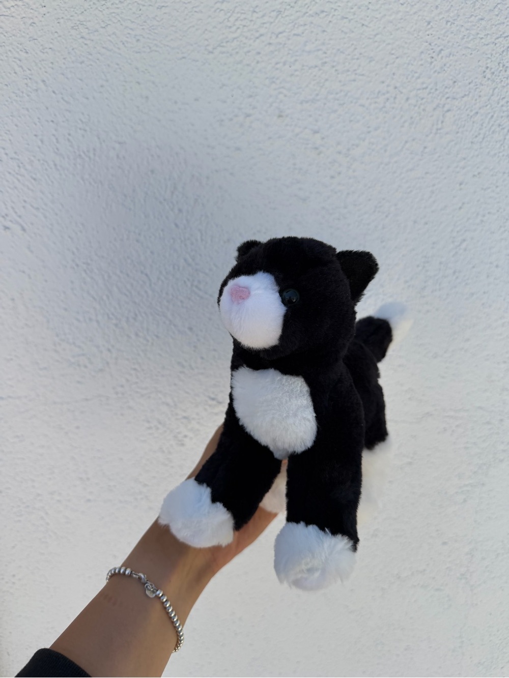 Plush Black & White Cat Stuffed Animal - Soft Cuddly Toy